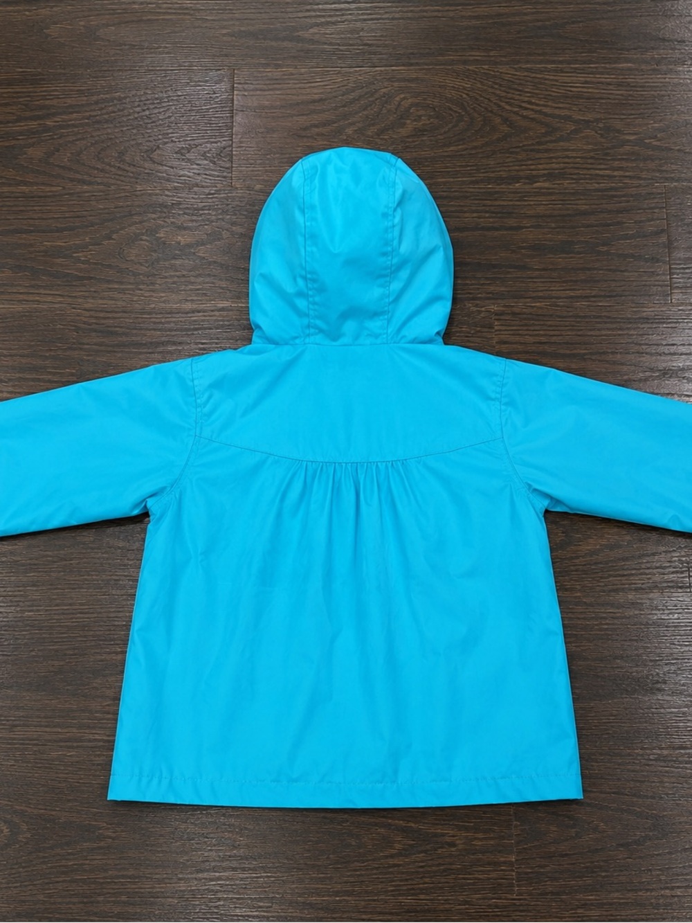 Kids Hooded Floral Raincoat - Turquoise - Picture 3 of 7